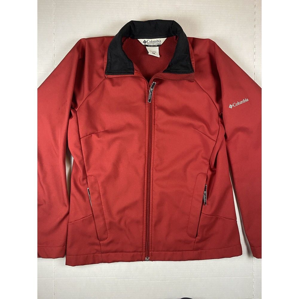 WOMAN'S COLUMBIA‎ FLEECE LINED FULL ZIP SOFT SHELL  RED JACKET SIZE SMALL